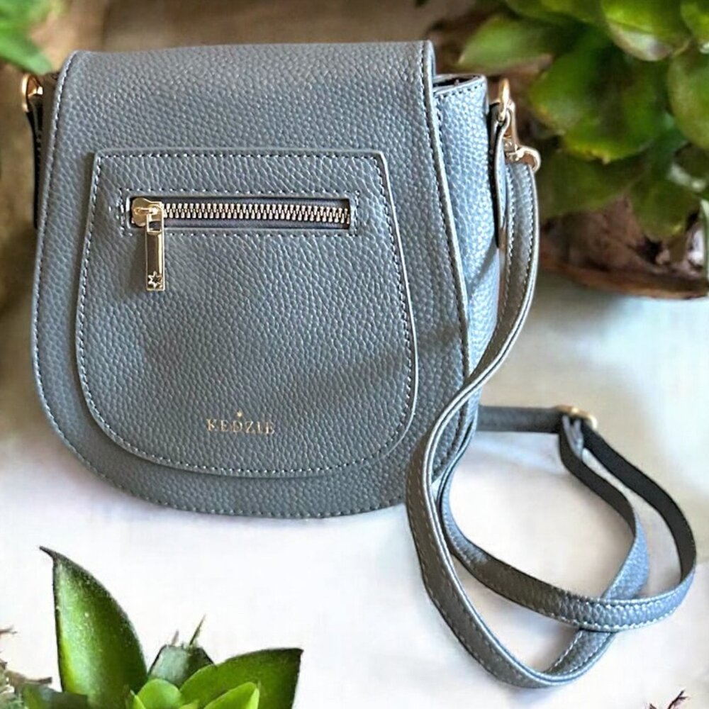 Kedzie - Camden Vegan Leather Mini Messenger Bag - Grey with Detachable Strap